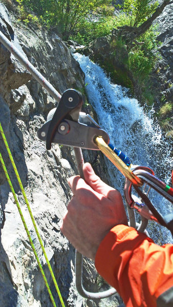 Mid summer...No ice to climb, but a fun place to take some friends rappelling. (Iphone 4)
