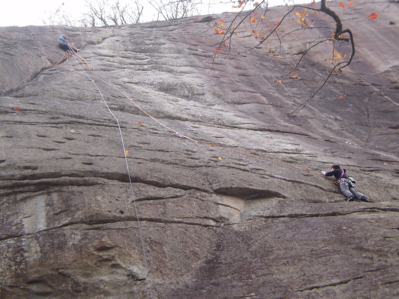 A good view of the upper portion of Pooter. Jp belaying Elena.