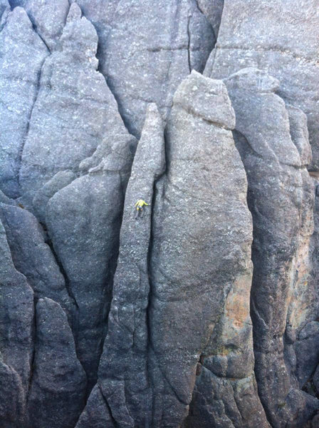 Way up on pointy little devil