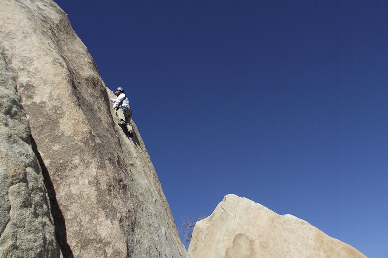 The view from this straight in hand crack is great, and the short crack almost worth the hike if you also top rope 'barbara bush', the face to its right.