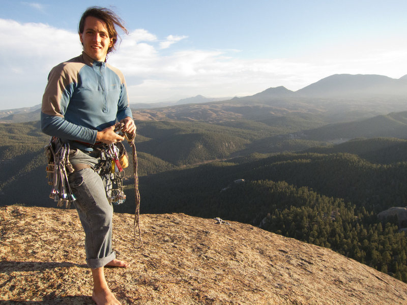 David on the summit of Ellingwood Chimneyamazing view of the Splatte!