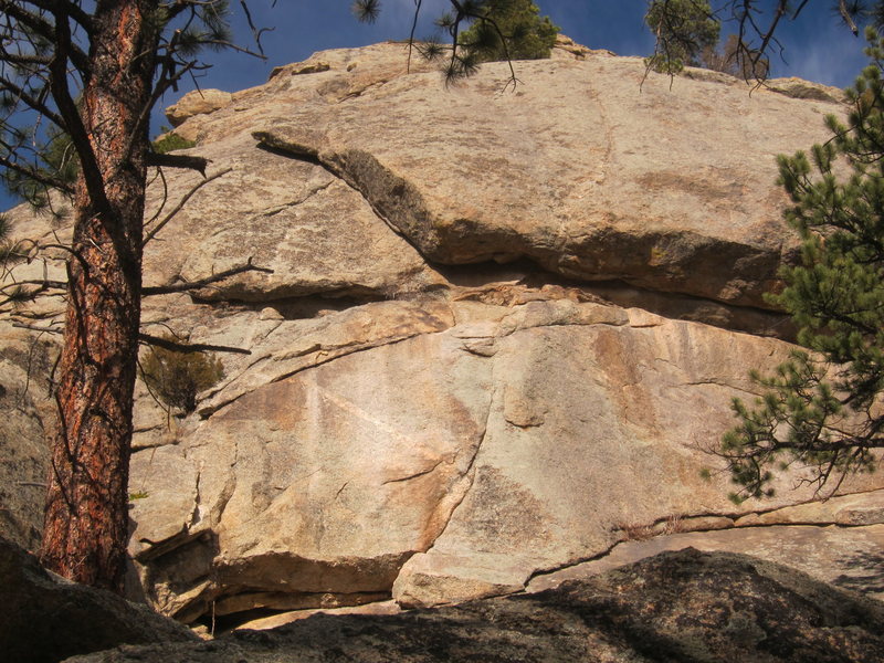 Looking up at the route from the base.