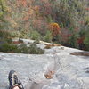 Looking down from the P2 belay at the fall colors.