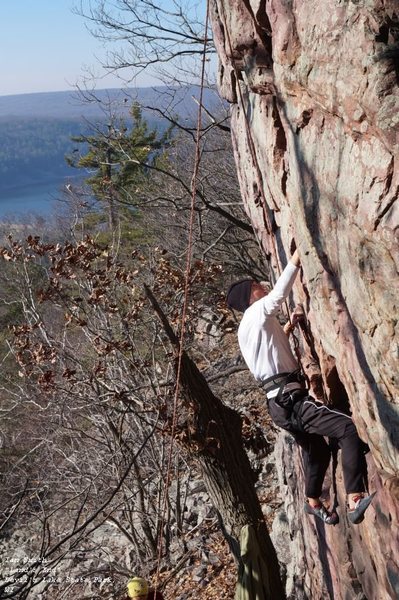 Ian Smith.<br>
<br>
Here you get a better sense of the overhanging cast of this route.