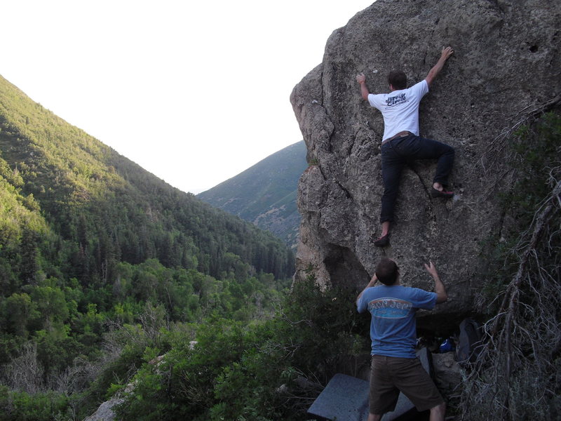 Chris and Aren bouldering somewhere below the Original Wall in Hobble Creek.
