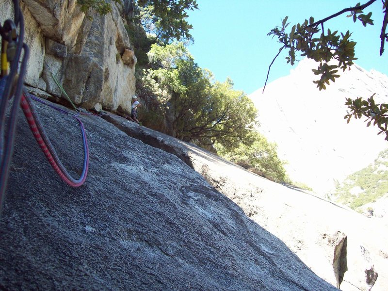 John Hoffman working on the second pitch of this interesting climb.
