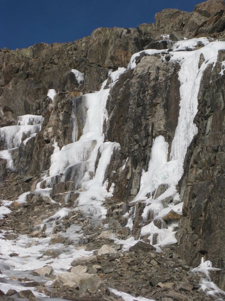 Trucksicle (right) and ice downclimbs (left) on 11-30-12.