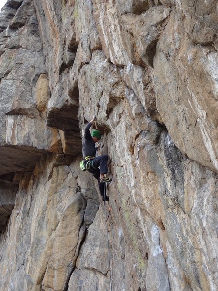 Jonathan climbing Mission Overdrive.
