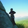 Just starting the crux of the Nose, Looking Glass, NC