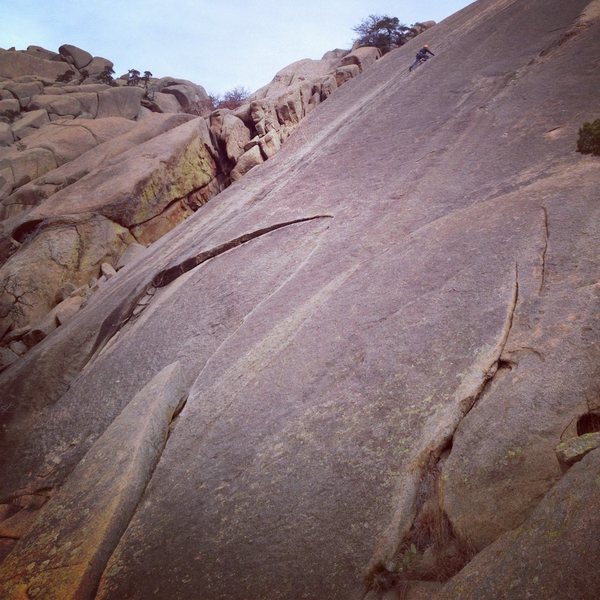 Almost to the anchors on p1 of this sweet climb.