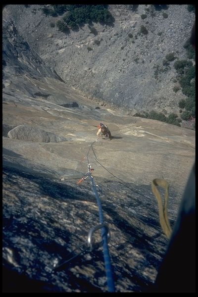 Third ascent of Tangerine Trip, final rivit pitches.