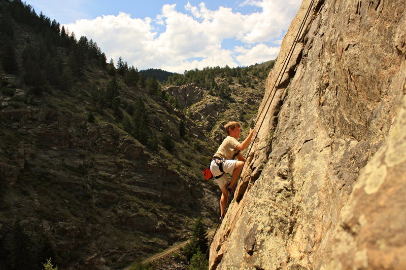Henry Frick cruising through the crux.