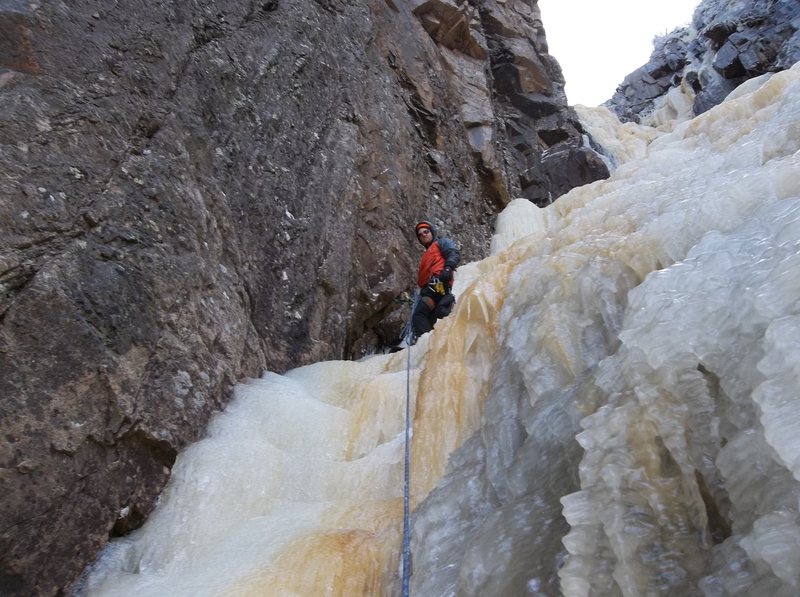 Ryan Barber at belay on top of second pitch.