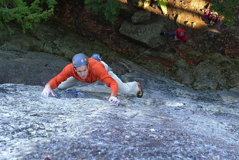 Joe T at the horizontal just above the crux.