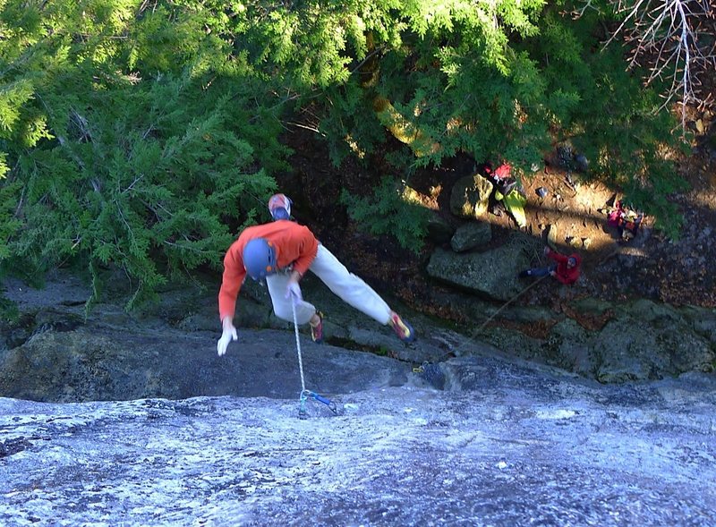 The geezer falling on the good cams at the 1st horizontal.