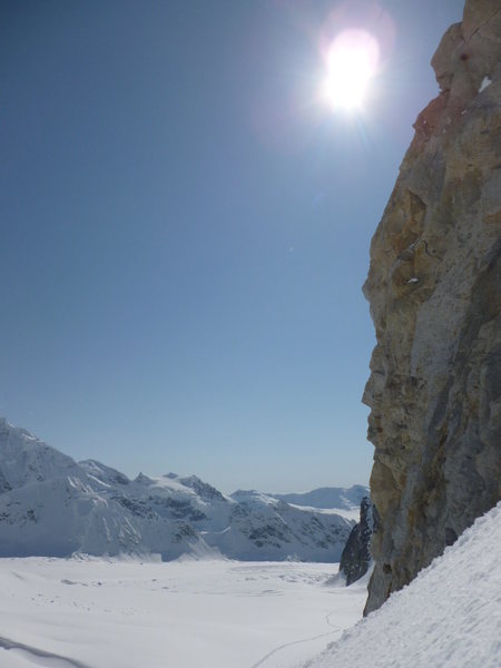 This shows the route from the KIA. Just out of view is the crevasses field which was easily negotiated before the long uphill slog to the base of the ridge.