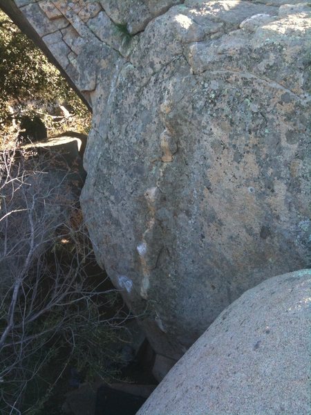 Shawn's Knobs starts off of a large rock at the base, then follows a series of knobs on a quartz dike.