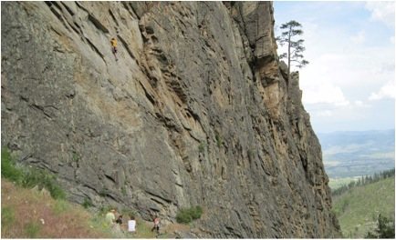 Climbers at the base of Pie