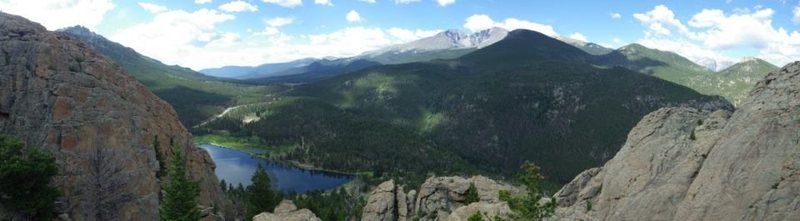 View from the top. Looking out at Long's Peak.