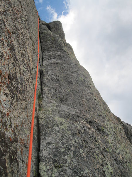 Beautiful cracks on the last pitch of Highrise Buttress Left.