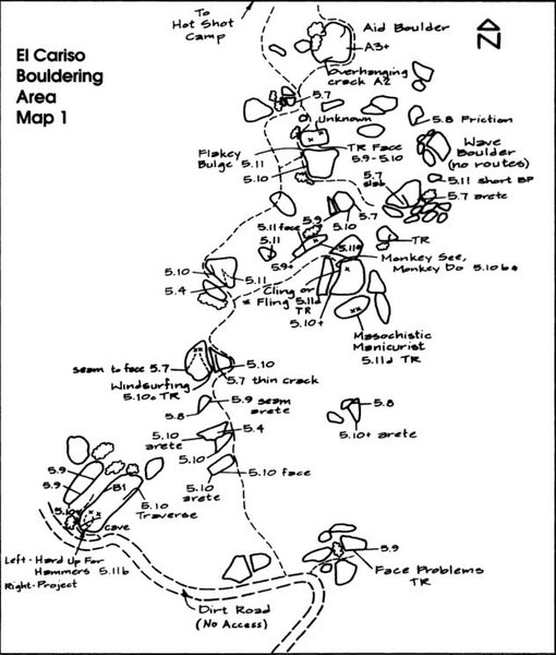 El Cariso Bouldering from the Craig Fry Southern California Bouldering Guide.
