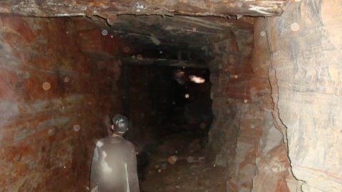 At the bottom of a 100 year old mine shaft and start of a drift. We fixed about 120 feet of line to rap and jug for this project with the BLM.