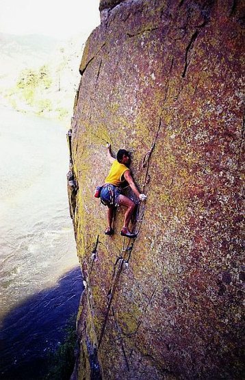 Mark Wilford on Spinal Tap (5.13a R), Big Thompson Canyon<br>
<br>
Photo by Steve Mammen