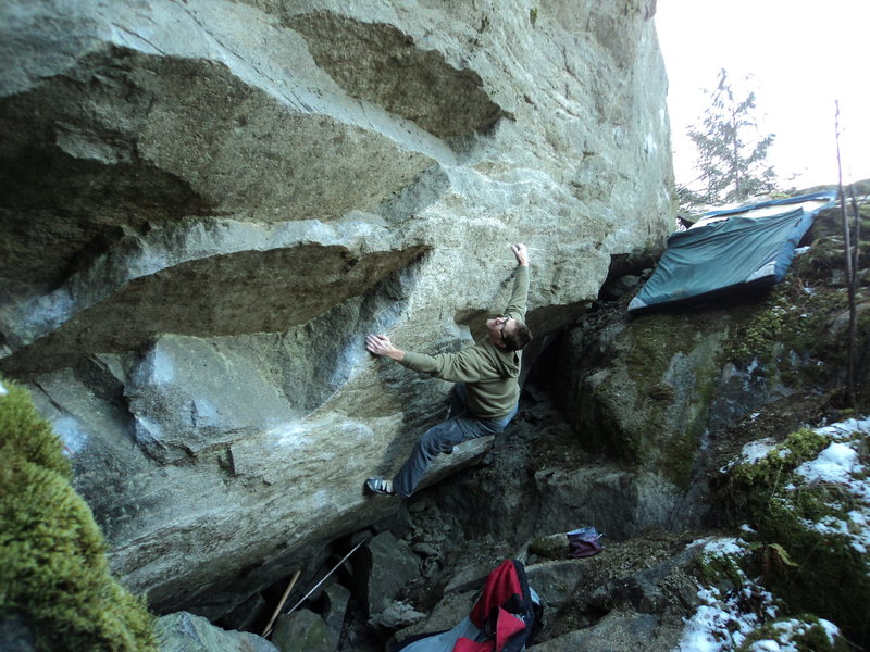 Nate fooling around on the Falconer Boulder.