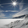 Mono lake; clouds and contrails
