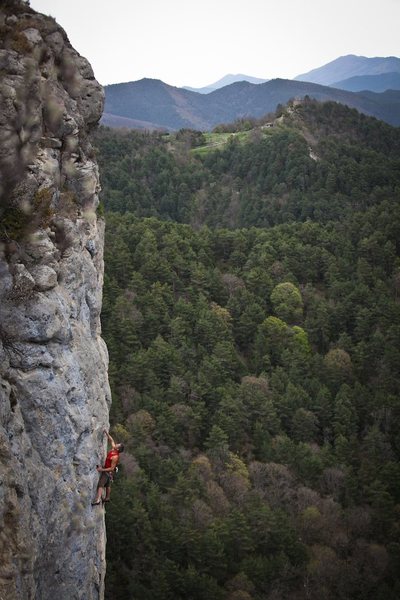 Pere climbs in Montgrony - Catalunya, Spain