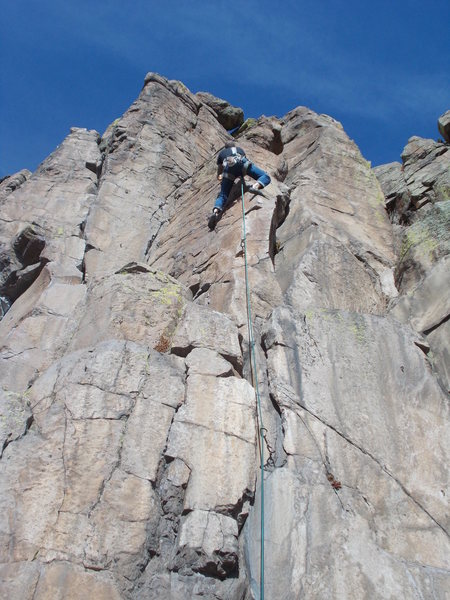 Pulling through the crux, "Under The Wire".