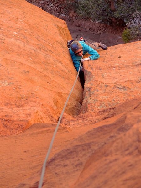 Working through the offwidth on pitch 1. January 2013.