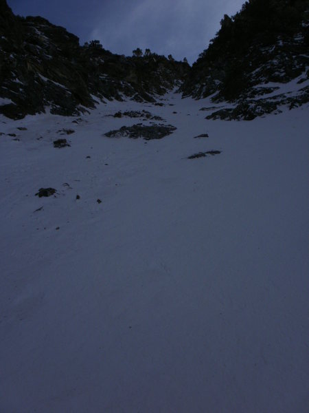 From just above the small ice fall, pretty low on the couloir still.