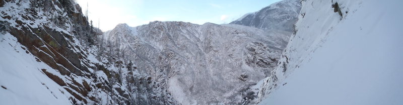 Panoramic from the base of the climb.