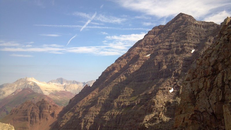 Great view of the back side, you can really see how steep and dangerous the gullies you traverse are.