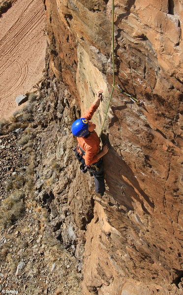 Near the midway point<br>
Gopher Broke (5.10)