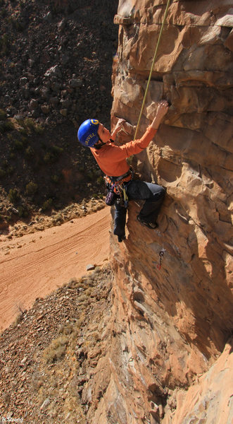 Starting some more 5.10 steep stuff near the top<br>
Gopher Broke (5.10)