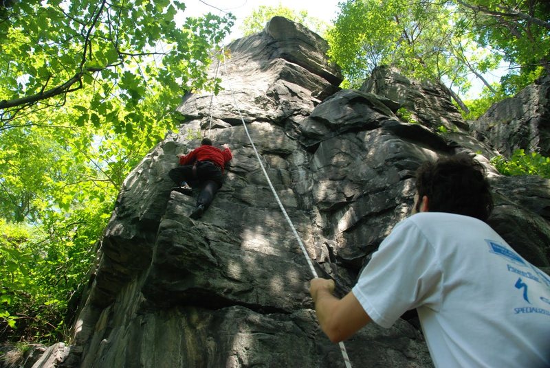 Good, fun climbing. You can do either a face route or stay more left and do an arete/crack route.