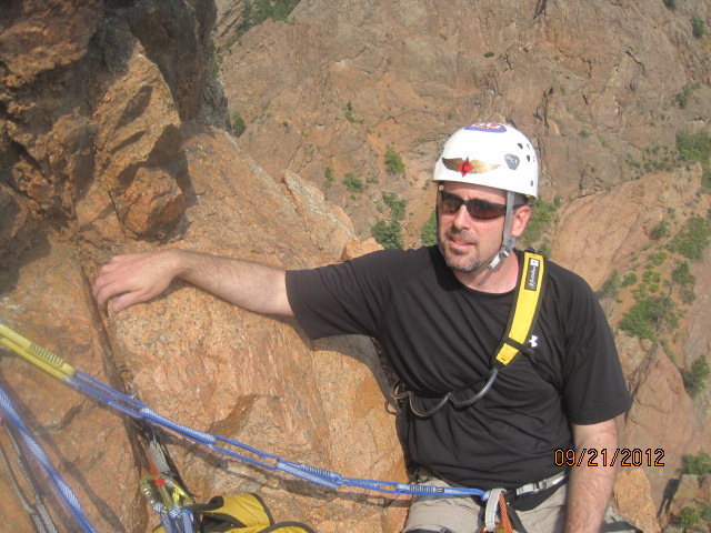 Rough day at the office: Chillin' at 2nd belay station.