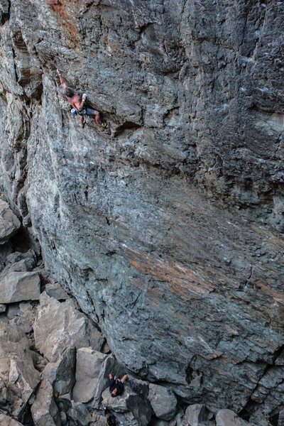 Hansi - third ascent of Drama Queen .12a. Emeralds. Upper Gorge.