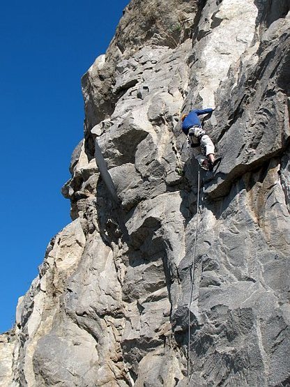 The crux of Fueled by Slander (5.11b), Riverside Quarry