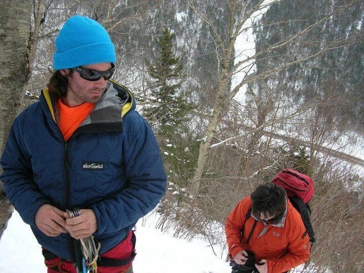 Jon and Joshua gear-up at the bottom of Left Hand Monkey Wrench.