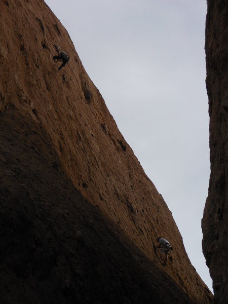 Climbers on "Middle Earth" and "Rocket Man," respectively.