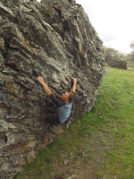 Working the moves on the Miller Time traverse.