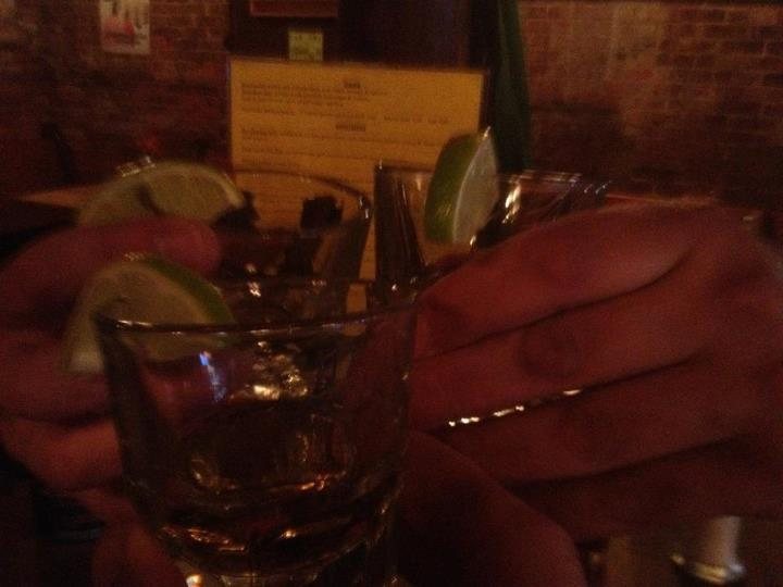 Tequila at "The Bacchus" after climbing Tequila Mockingbird, 5.7, the Shawangunks, NY