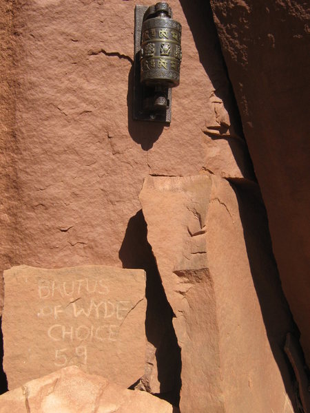 the shrine at the base.. spin the prayer wheel an go to the top of this awesome route ... tip my hat to Brutus ..