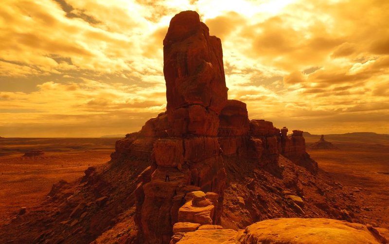 Looking back at the tower across the land bridge. Bill can be seen at