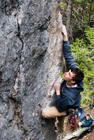 Me climbing up the arete section.