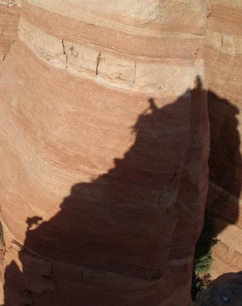 Shadow climbers on the last pitch of Dr. Rubo's