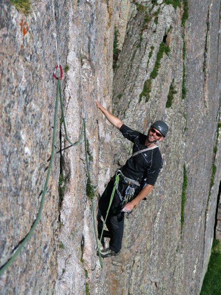 Eric on the final Table Ledge traverse pitch to Kiener's.